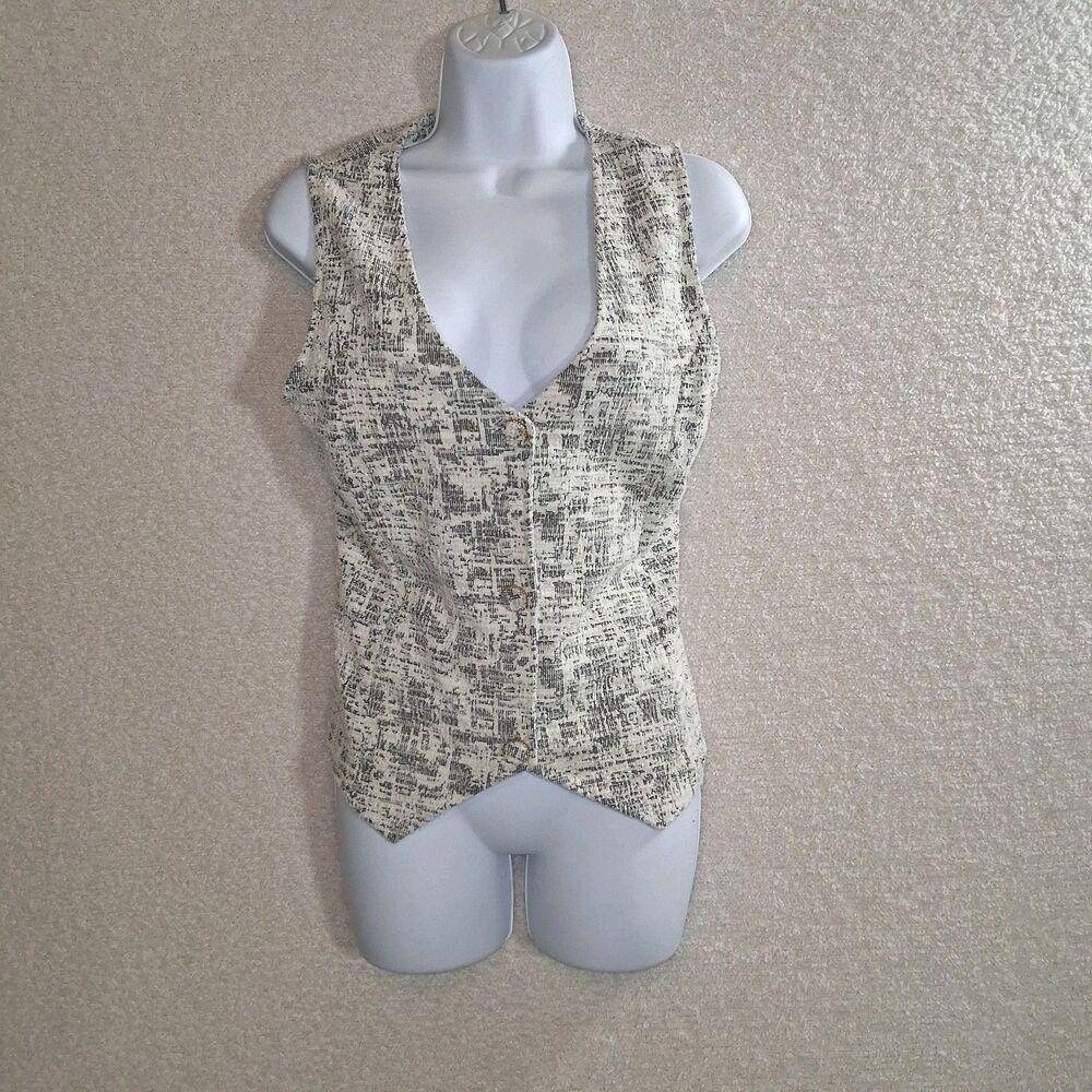 Textured Tweed Vest Jr Sz L 90s Academia Twee Ivy League Teacher Preppy Classic